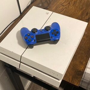 Sony White PS4 Console (No Cords), with Blue Wireless Controller